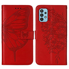 Handytasche Stand Schutzhülle Flip Leder Hülle Schmetterling Y01B für Samsung Galaxy M32 5G Rot