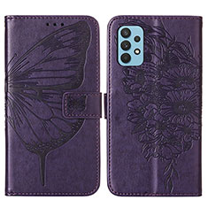 Handytasche Stand Schutzhülle Flip Leder Hülle Schmetterling Y01B für Samsung Galaxy M32 5G Violett