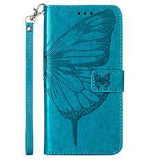 Handytasche Stand Schutzhülle Flip Leder Hülle Schmetterling Y01B für Samsung Galaxy M53 5G Blau