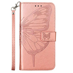 Handytasche Stand Schutzhülle Flip Leder Hülle Schmetterling Y01B für Samsung Galaxy M53 5G Rosegold