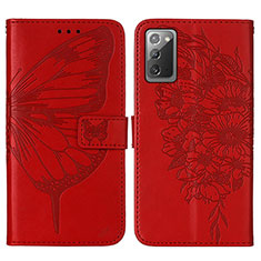 Handytasche Stand Schutzhülle Flip Leder Hülle Schmetterling Y01B für Samsung Galaxy Note 20 5G Rot