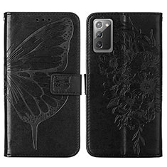 Handytasche Stand Schutzhülle Flip Leder Hülle Schmetterling Y01B für Samsung Galaxy Note 20 5G Schwarz