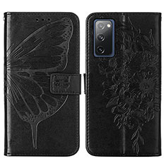 Handytasche Stand Schutzhülle Flip Leder Hülle Schmetterling Y01B für Samsung Galaxy S20 FE 4G Schwarz