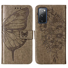 Handytasche Stand Schutzhülle Flip Leder Hülle Schmetterling Y01B für Samsung Galaxy S20 FE 5G Grau