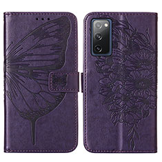 Handytasche Stand Schutzhülle Flip Leder Hülle Schmetterling Y01B für Samsung Galaxy S20 FE 5G Violett