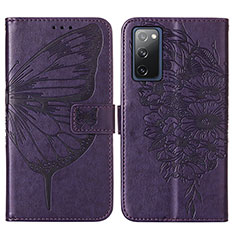 Handytasche Stand Schutzhülle Flip Leder Hülle Schmetterling Y01B für Samsung Galaxy S20 Lite 5G Violett