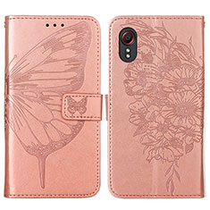 Handytasche Stand Schutzhülle Flip Leder Hülle Schmetterling Y01B für Samsung Galaxy XCover 5 SM-G525F Rosegold