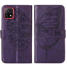 Handytasche Stand Schutzhülle Flip Leder Hülle Schmetterling Y01B für Vivo iQOO U3 5G Violett