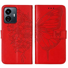 Handytasche Stand Schutzhülle Flip Leder Hülle Schmetterling Y01B für Vivo iQOO Z6 Lite 5G Rot