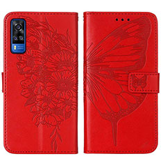 Handytasche Stand Schutzhülle Flip Leder Hülle Schmetterling Y01B für Vivo Y31 (2021) Rot