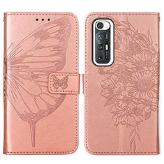 Handytasche Stand Schutzhülle Flip Leder Hülle Schmetterling Y01B für Xiaomi Mi 10S 5G Rosegold