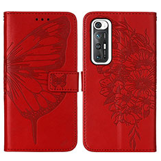 Handytasche Stand Schutzhülle Flip Leder Hülle Schmetterling Y01B für Xiaomi Mi 10S 5G Rot