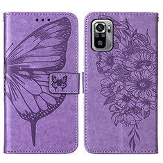 Handytasche Stand Schutzhülle Flip Leder Hülle Schmetterling Y01B für Xiaomi Poco M5S Helles Lila