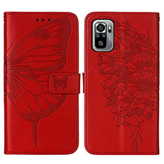 Handytasche Stand Schutzhülle Flip Leder Hülle Schmetterling Y01B für Xiaomi Poco M5S Rot