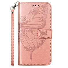 Handytasche Stand Schutzhülle Flip Leder Hülle Schmetterling Y02B für Google Pixel 8 5G Rosegold