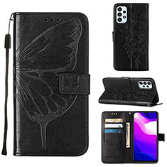 Handytasche Stand Schutzhülle Flip Leder Hülle Schmetterling Y02B für Samsung Galaxy A23 5G Schwarz