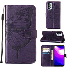 Handytasche Stand Schutzhülle Flip Leder Hülle Schmetterling Y02B für Samsung Galaxy A23 5G Violett