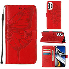 Handytasche Stand Schutzhülle Flip Leder Hülle Schmetterling Y02B für Samsung Galaxy A73 5G Rot