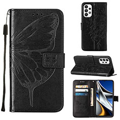 Handytasche Stand Schutzhülle Flip Leder Hülle Schmetterling Y02B für Samsung Galaxy A73 5G Schwarz