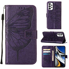 Handytasche Stand Schutzhülle Flip Leder Hülle Schmetterling Y02B für Samsung Galaxy A73 5G Violett
