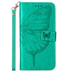 Handytasche Stand Schutzhülle Flip Leder Hülle Schmetterling Y02B für Samsung Galaxy F02S SM-E025F Grün
