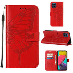 Handytasche Stand Schutzhülle Flip Leder Hülle Schmetterling Y02B für Samsung Galaxy M33 5G Rot