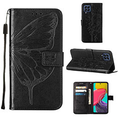 Handytasche Stand Schutzhülle Flip Leder Hülle Schmetterling Y02B für Samsung Galaxy M33 5G Schwarz