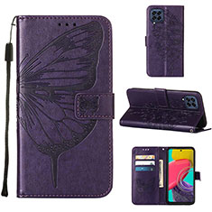 Handytasche Stand Schutzhülle Flip Leder Hülle Schmetterling Y02B für Samsung Galaxy M33 5G Violett