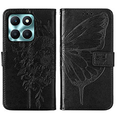 Handytasche Stand Schutzhülle Flip Leder Hülle Schmetterling YB1 für Huawei Honor X6a Schwarz