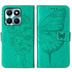 Handytasche Stand Schutzhülle Flip Leder Hülle Schmetterling YB1 für Huawei Honor X8b Grün