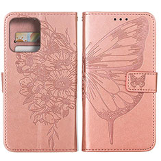 Handytasche Stand Schutzhülle Flip Leder Hülle Schmetterling YB1 für Motorola Moto Edge Plus (2023) 5G Rosegold