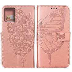 Handytasche Stand Schutzhülle Flip Leder Hülle Schmetterling YB1 für Motorola Moto G 5G (2023) Rosegold