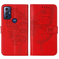 Handytasche Stand Schutzhülle Flip Leder Hülle Schmetterling YB1 für Motorola Moto G Play Gen 2 Rot