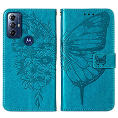 Handytasche Stand Schutzhülle Flip Leder Hülle Schmetterling YB1 für Motorola Moto G Power (2022) Blau