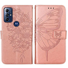 Handytasche Stand Schutzhülle Flip Leder Hülle Schmetterling YB1 für Motorola Moto G Power (2022) Rosegold