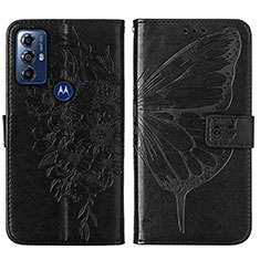 Handytasche Stand Schutzhülle Flip Leder Hülle Schmetterling YB1 für Motorola Moto G Power (2022) Schwarz