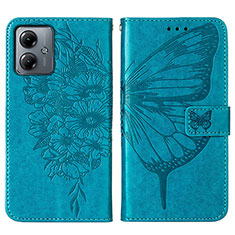 Handytasche Stand Schutzhülle Flip Leder Hülle Schmetterling YB1 für Motorola Moto G14 Blau