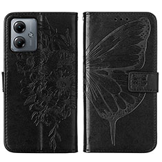 Handytasche Stand Schutzhülle Flip Leder Hülle Schmetterling YB1 für Motorola Moto G14 Schwarz