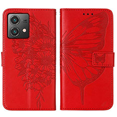 Handytasche Stand Schutzhülle Flip Leder Hülle Schmetterling YB1 für Motorola Moto G84 5G Rot