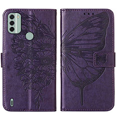 Handytasche Stand Schutzhülle Flip Leder Hülle Schmetterling YB1 für Nokia C31 Violett