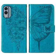 Handytasche Stand Schutzhülle Flip Leder Hülle Schmetterling YB1 für Nokia X30 5G Blau