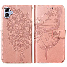 Handytasche Stand Schutzhülle Flip Leder Hülle Schmetterling YB1 für Samsung Galaxy A04 4G Rosegold