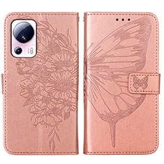 Handytasche Stand Schutzhülle Flip Leder Hülle Schmetterling YB1 für Xiaomi Civi 2 5G Rosegold