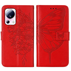 Handytasche Stand Schutzhülle Flip Leder Hülle Schmetterling YB1 für Xiaomi Civi 2 5G Rot