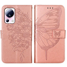 Handytasche Stand Schutzhülle Flip Leder Hülle Schmetterling YB1 für Xiaomi Mi 12 Lite NE 5G Rosegold