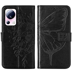 Handytasche Stand Schutzhülle Flip Leder Hülle Schmetterling YB1 für Xiaomi Mi 13 Lite 5G Schwarz