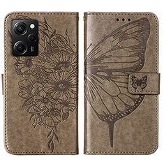 Handytasche Stand Schutzhülle Flip Leder Hülle Schmetterling YB1 für Xiaomi Poco X5 Pro 5G Grau