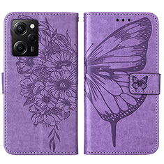 Handytasche Stand Schutzhülle Flip Leder Hülle Schmetterling YB1 für Xiaomi Poco X5 Pro 5G Helles Lila