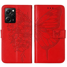 Handytasche Stand Schutzhülle Flip Leder Hülle Schmetterling YB1 für Xiaomi Poco X5 Pro 5G Rot