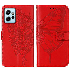 Handytasche Stand Schutzhülle Flip Leder Hülle Schmetterling YB1 für Xiaomi Redmi Note 12 4G Rot